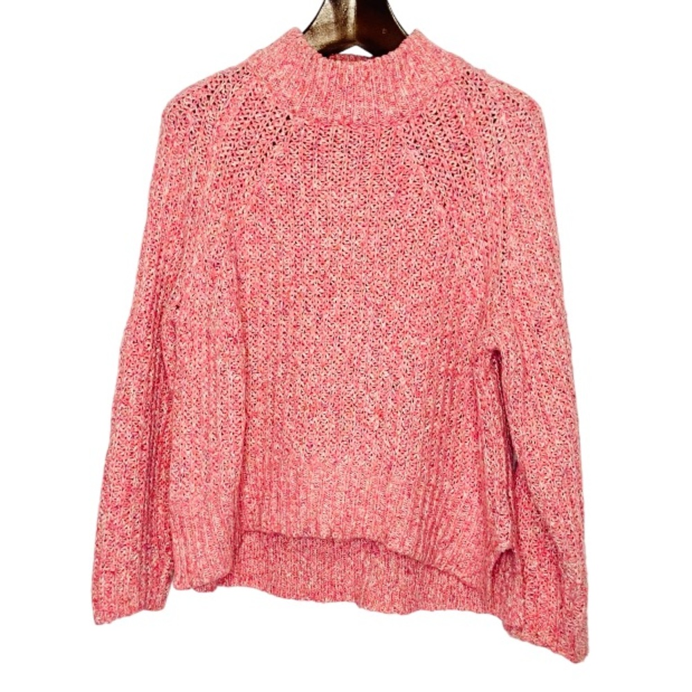 Anthropologie Silence + Noise Pink Chunky Mock Neck Knit Crop Sweater Medium